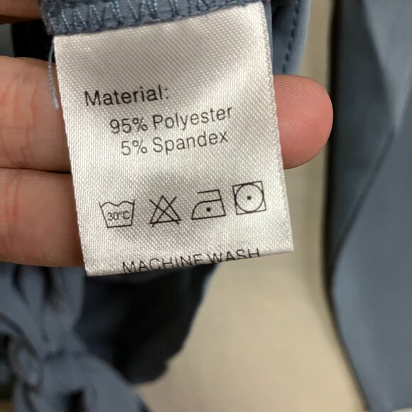 SUEANI Women's S Gray Tie Front Top Summer V-Neck Long Sleeve Twist Knot T-Shirt - Picture 5 of 12